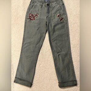 Abercrombie & Fitch Ames Low-Rise Slim Boyfriend Pants In Olive Green Sz 24/00R